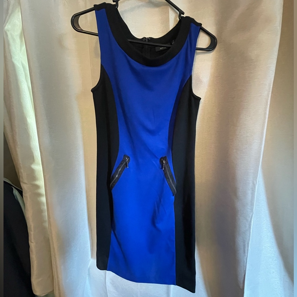 Apt. 9 Blue and Black Sleeveless Sheath Mini Dress